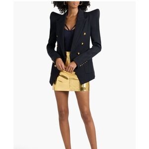 BALMAIN
Embellished herringbone wool-twill blazer midnight blue FR38